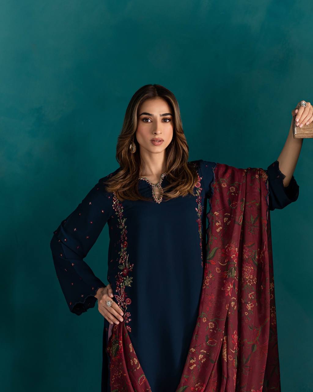 Celestial Bloom Royal Indigo Navy Luxe Wear Farshi Suit