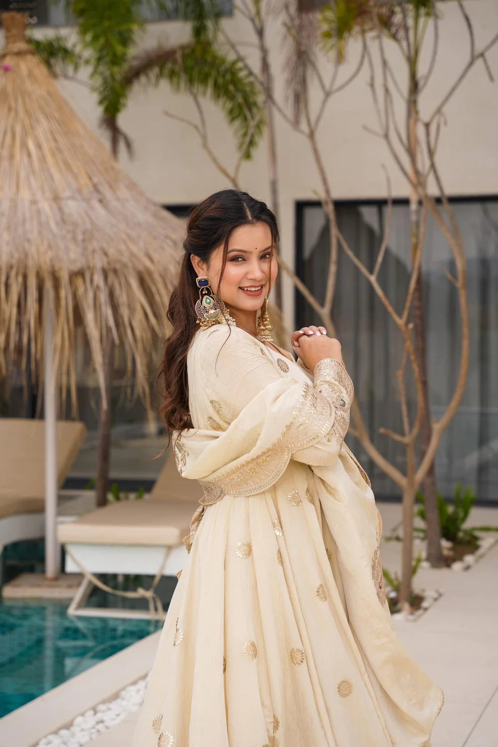 Sitara Glow Heavy Chinon Silk Gown