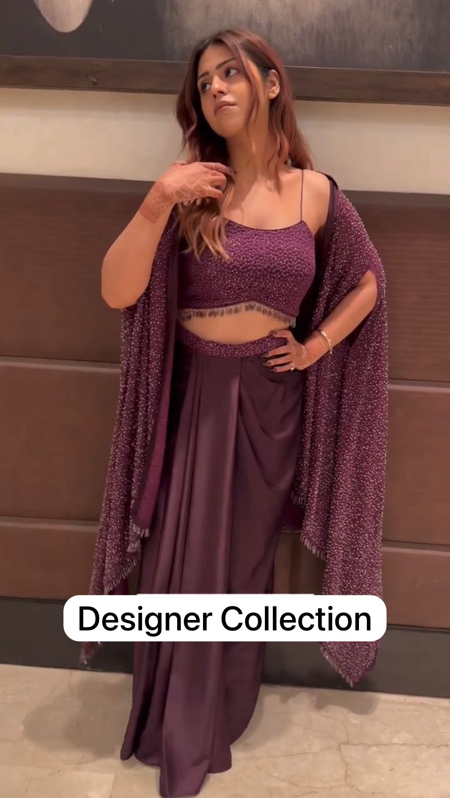 Purple Color Western Style Rangoli Shrug,Tube Choli with Draped Skirt