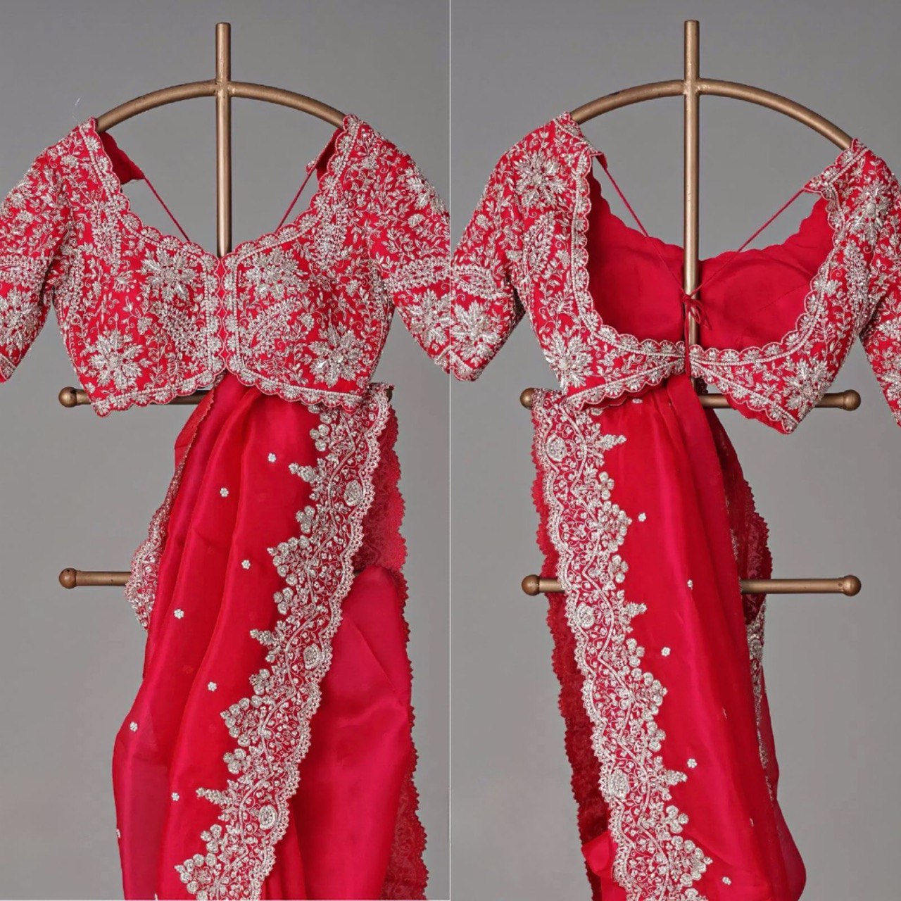 Tibby Silk Febric with Thred & Sequnce work and blouse