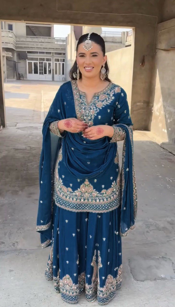 Riwaayat Rangrez Chinon silk Sharara Suit