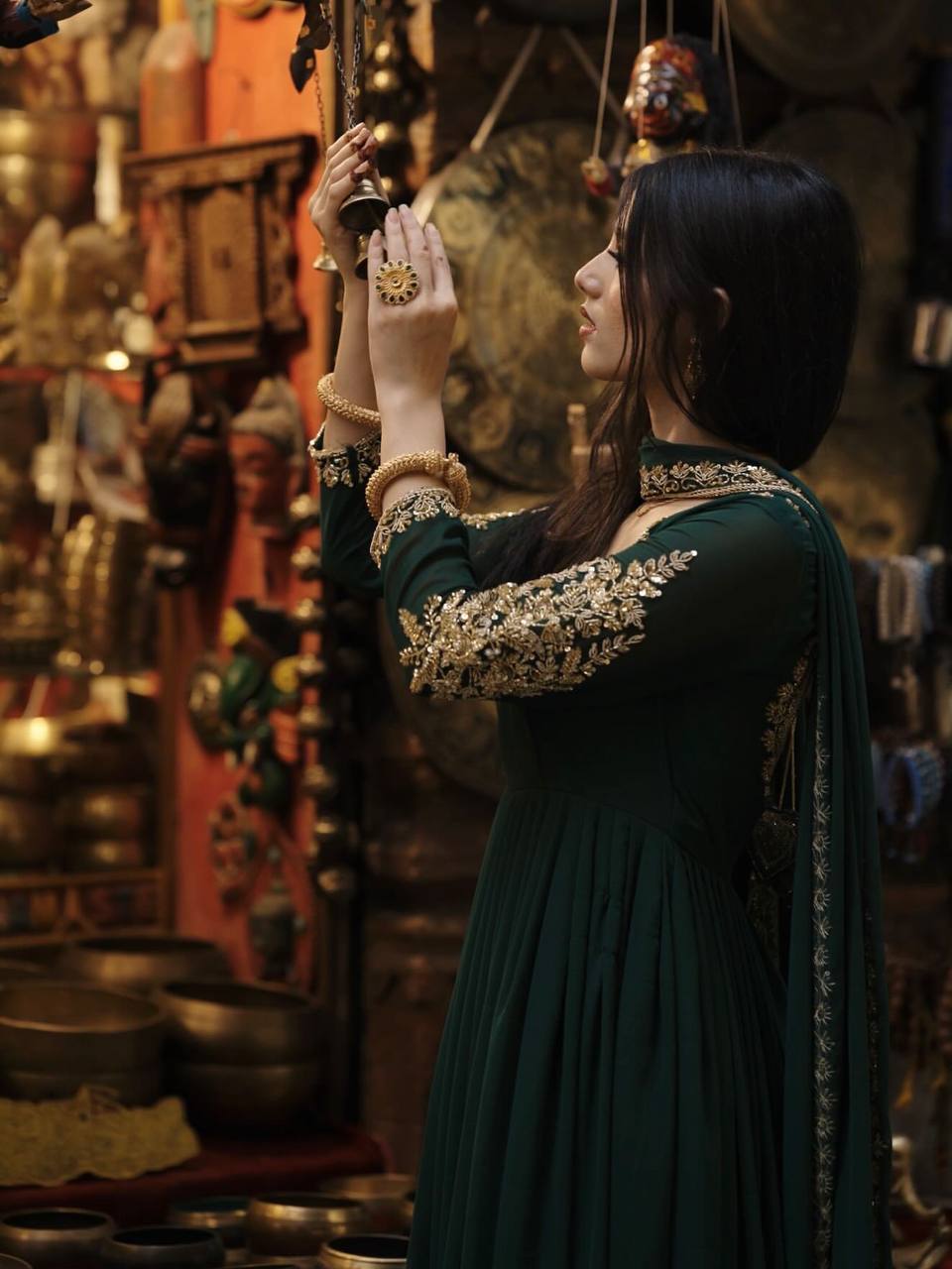 Two Shades of Royal Draped in Olive Grace and Scarlet Majesty