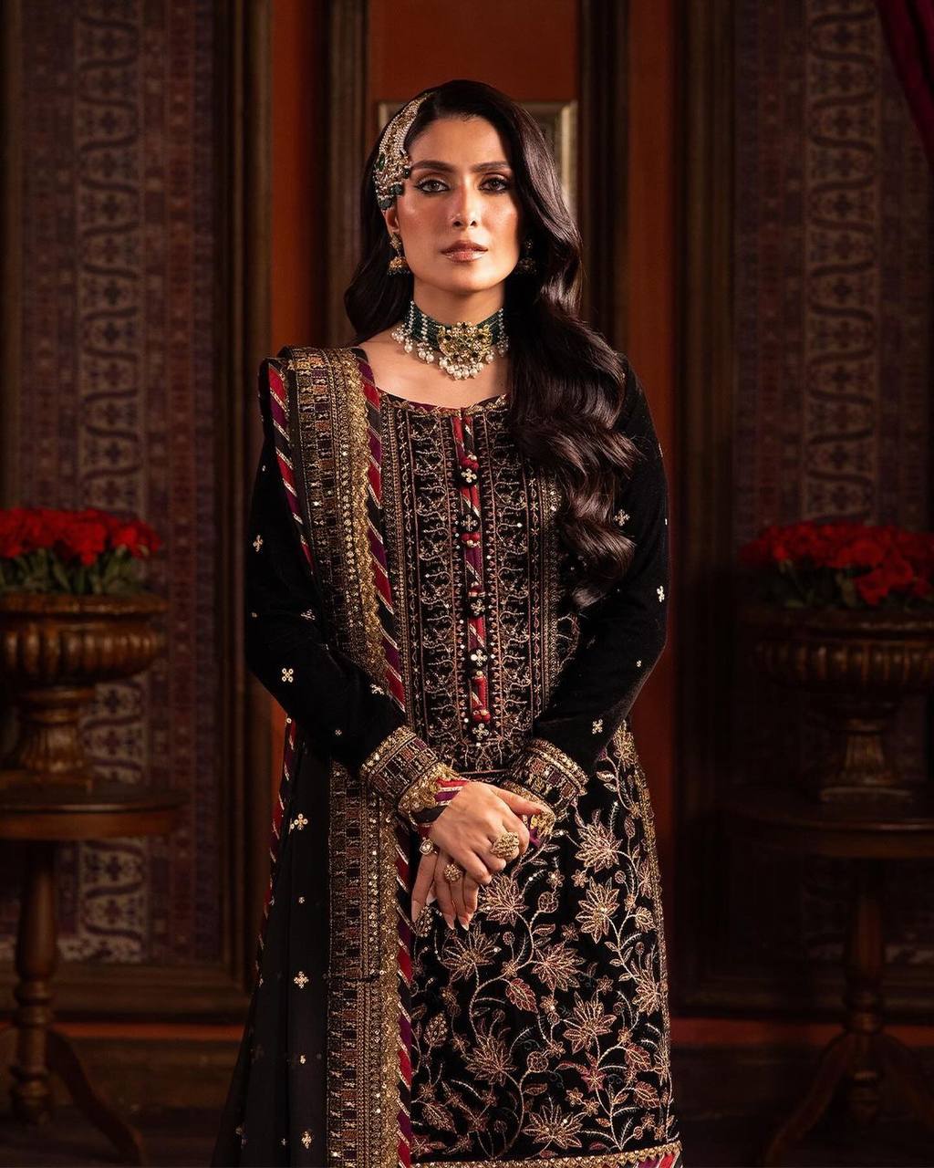 Rehmat Black Royal Velvet Suit Set Traditional Festive Magic