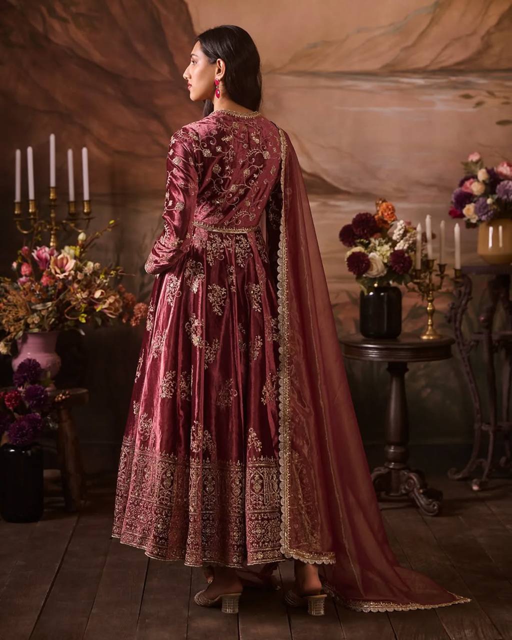 Majestic Maroon Glow Gown