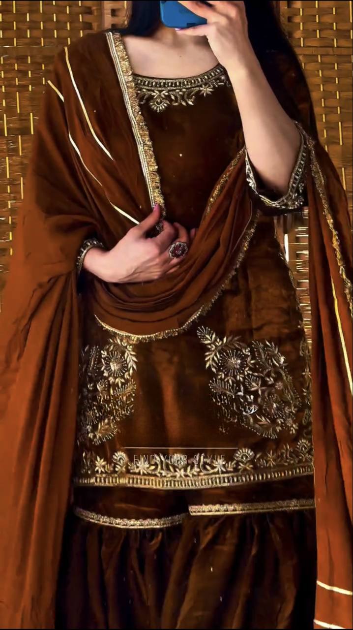 Golden Aura Festive Sharara Set