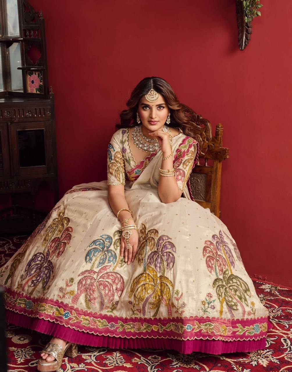 Garden of Grace Tissue Simmer Silk Lehenga Choli