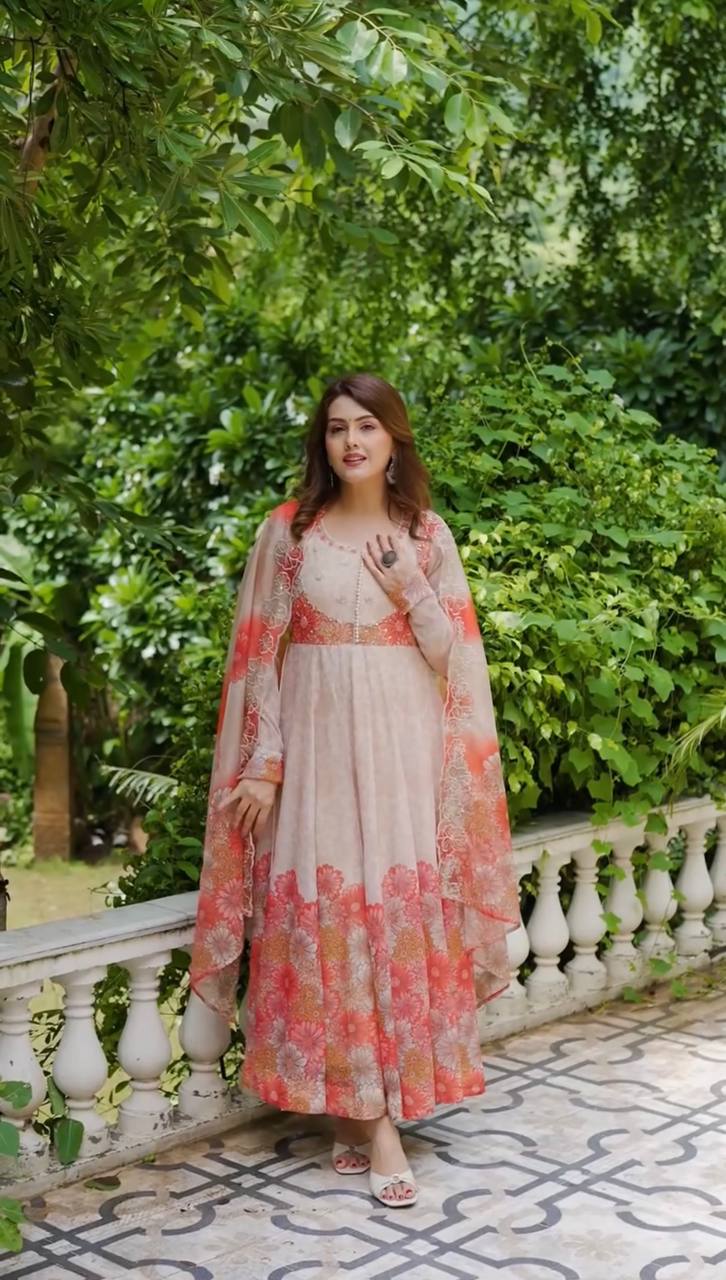 Eternal Radiance Blooming Floral Anarkali Set
