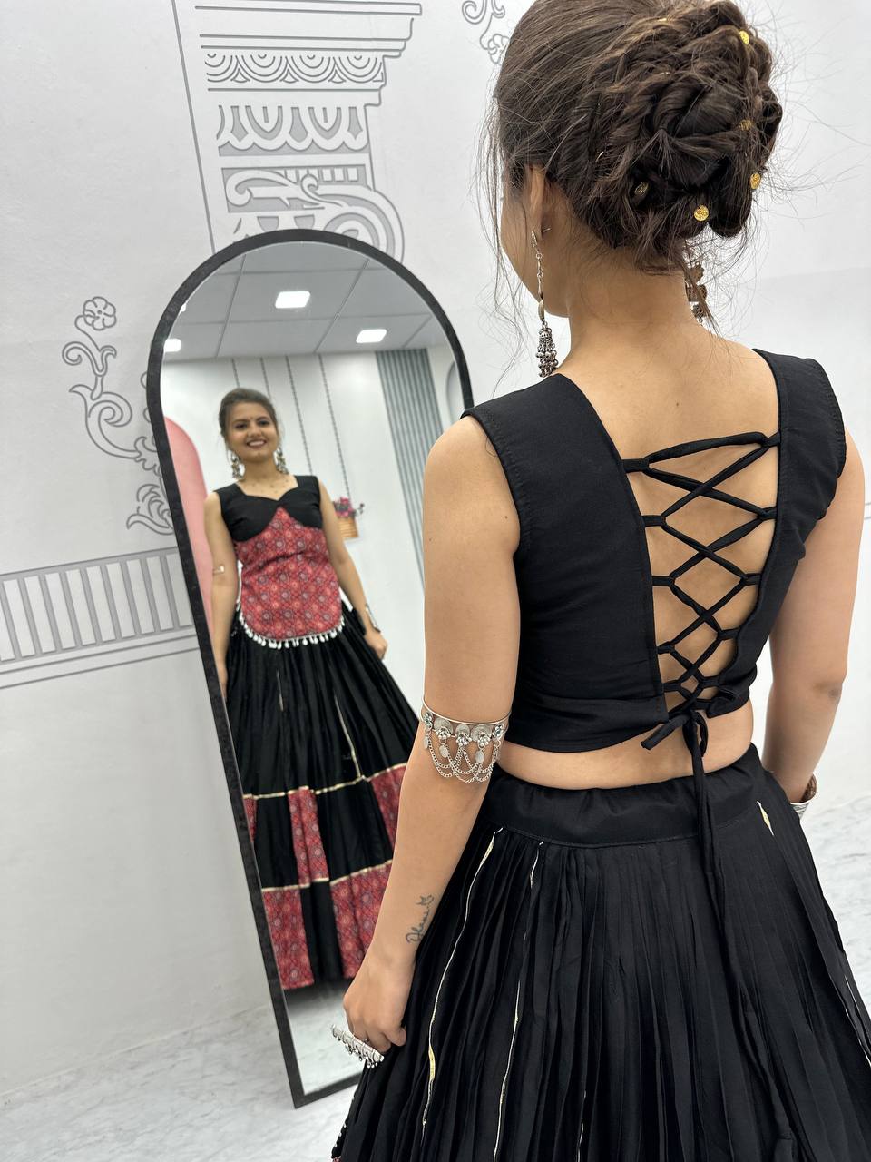 Rajwada Grace Black & Bandhej Fusion Lehenga Choli