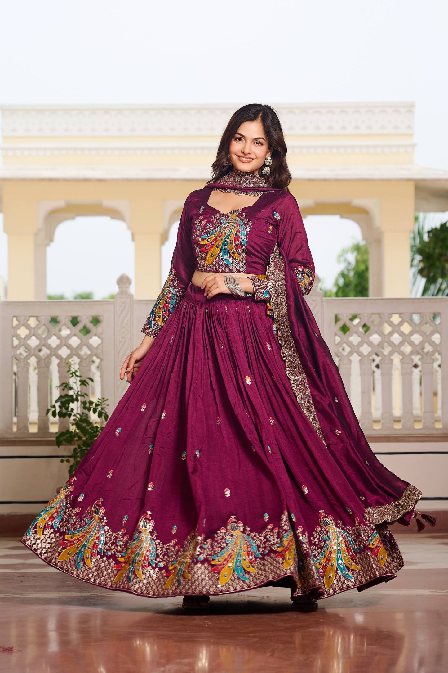 Naira’s Regal Aura Heavy Embroidery Sequence & Thred Work Lehenga Choli