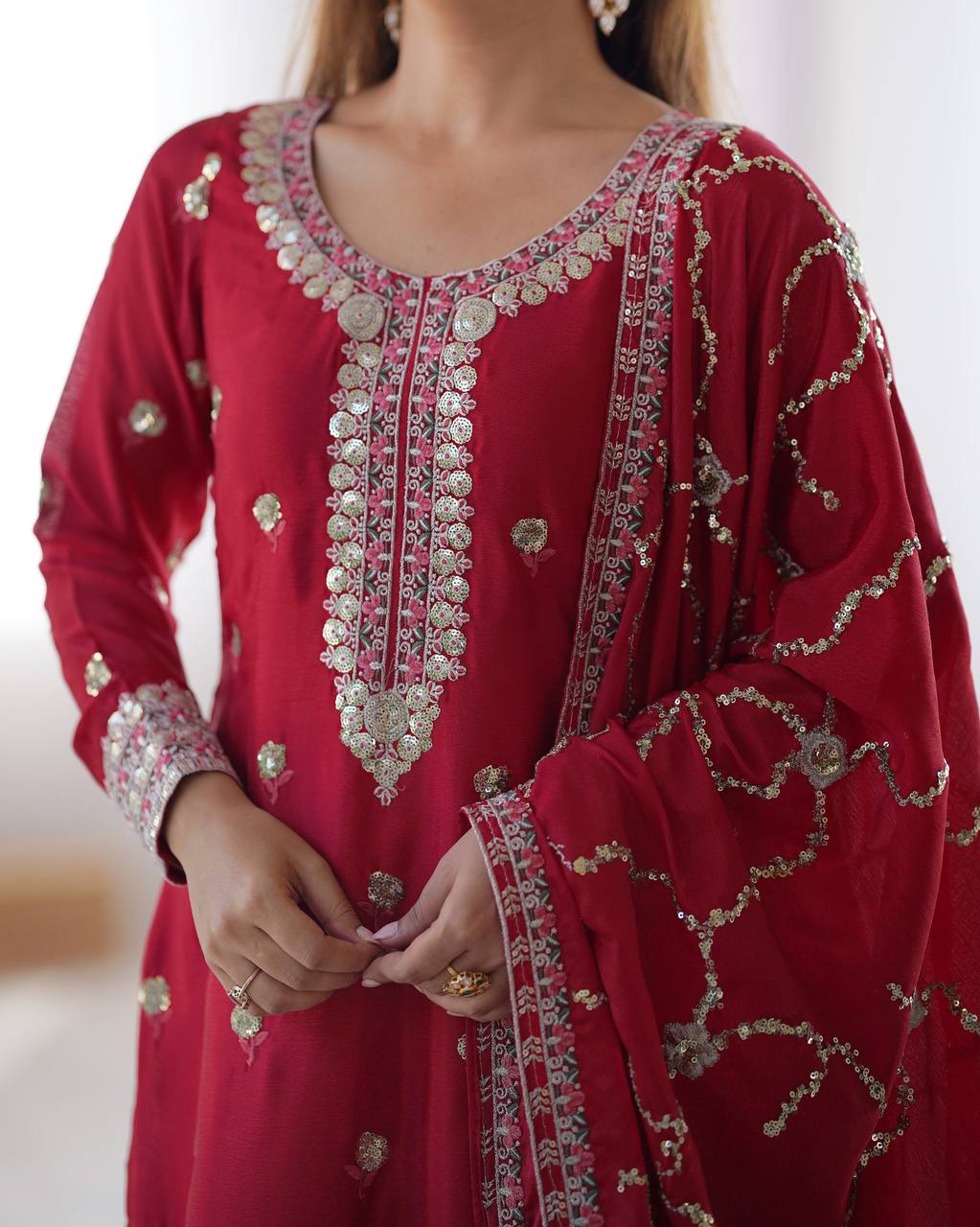 Vamika Chinon silk Classic Ethnic Suit