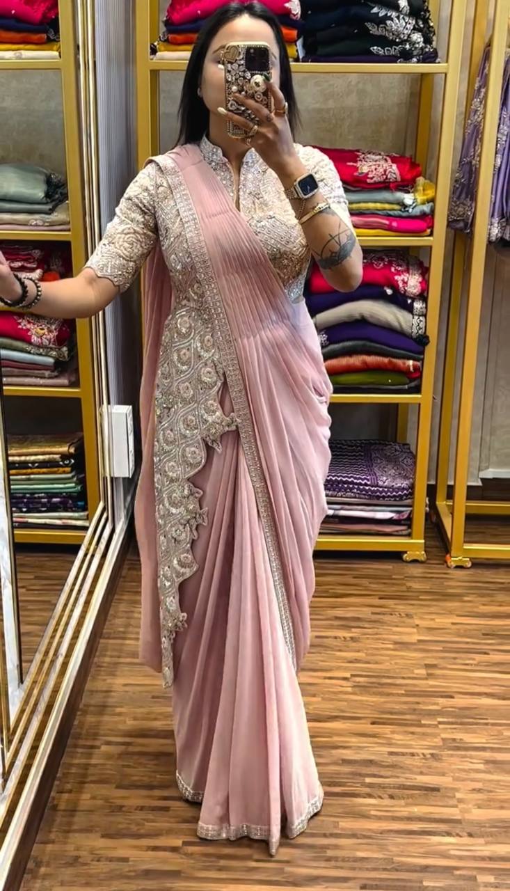 Sitara Trending Ready To Wear Stylist Blouse Drape Saree