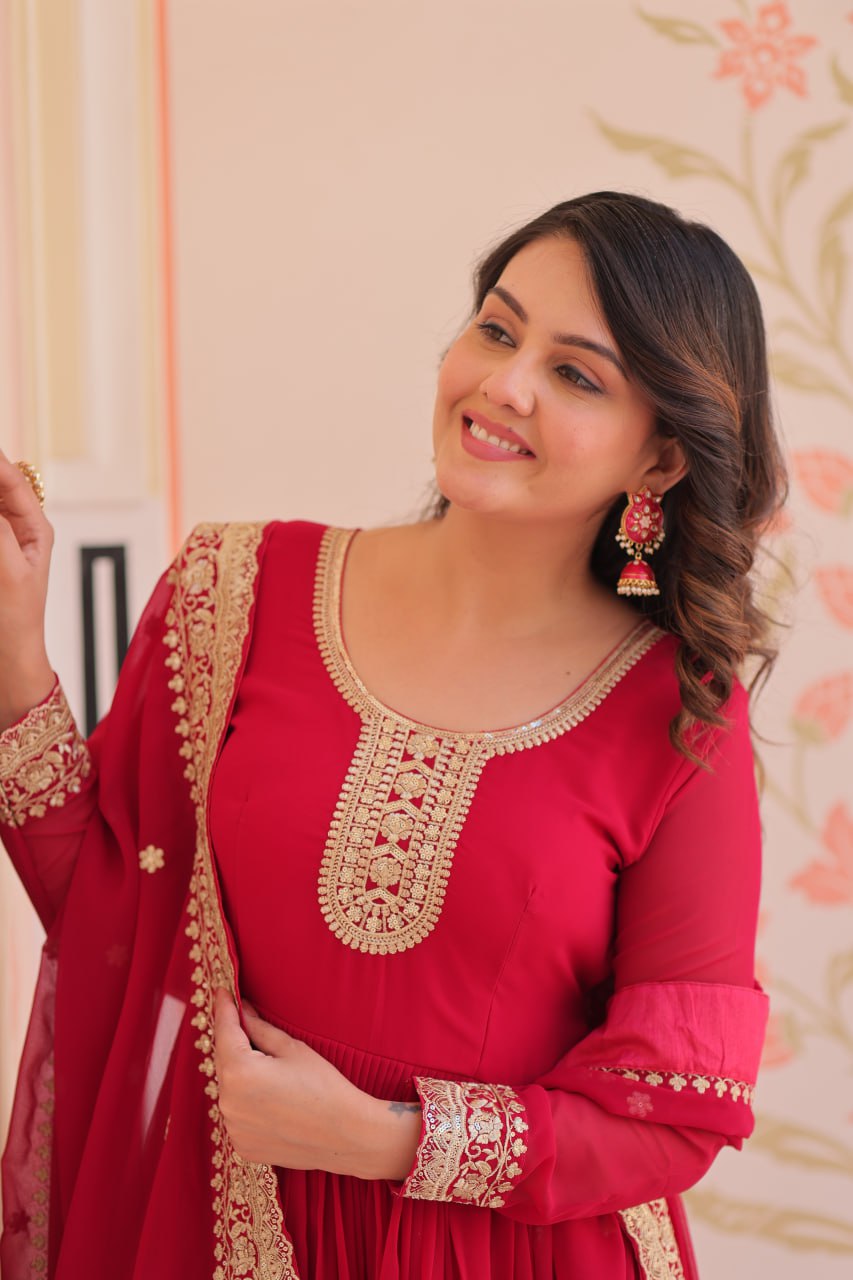 Zehra Heritage Flare – Royal Red & Regal Purple Anarkali Set