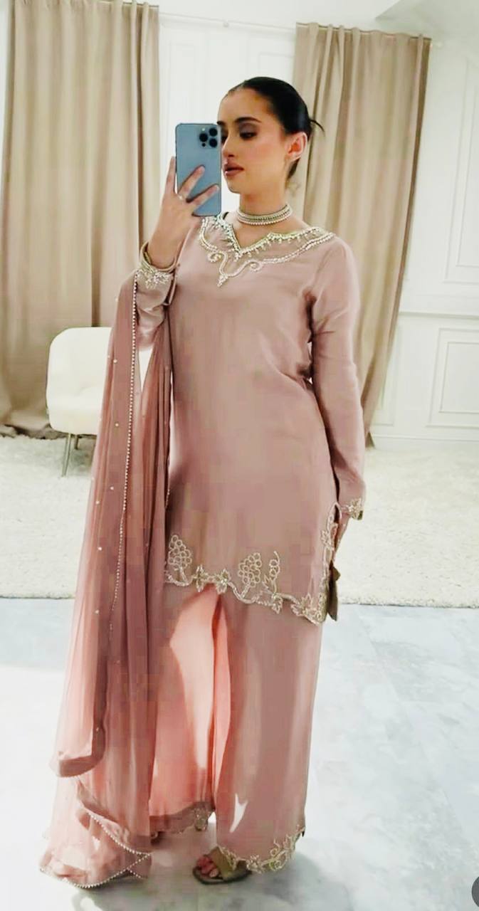 Blush Bloom Subtle Shine Palazzo Suit