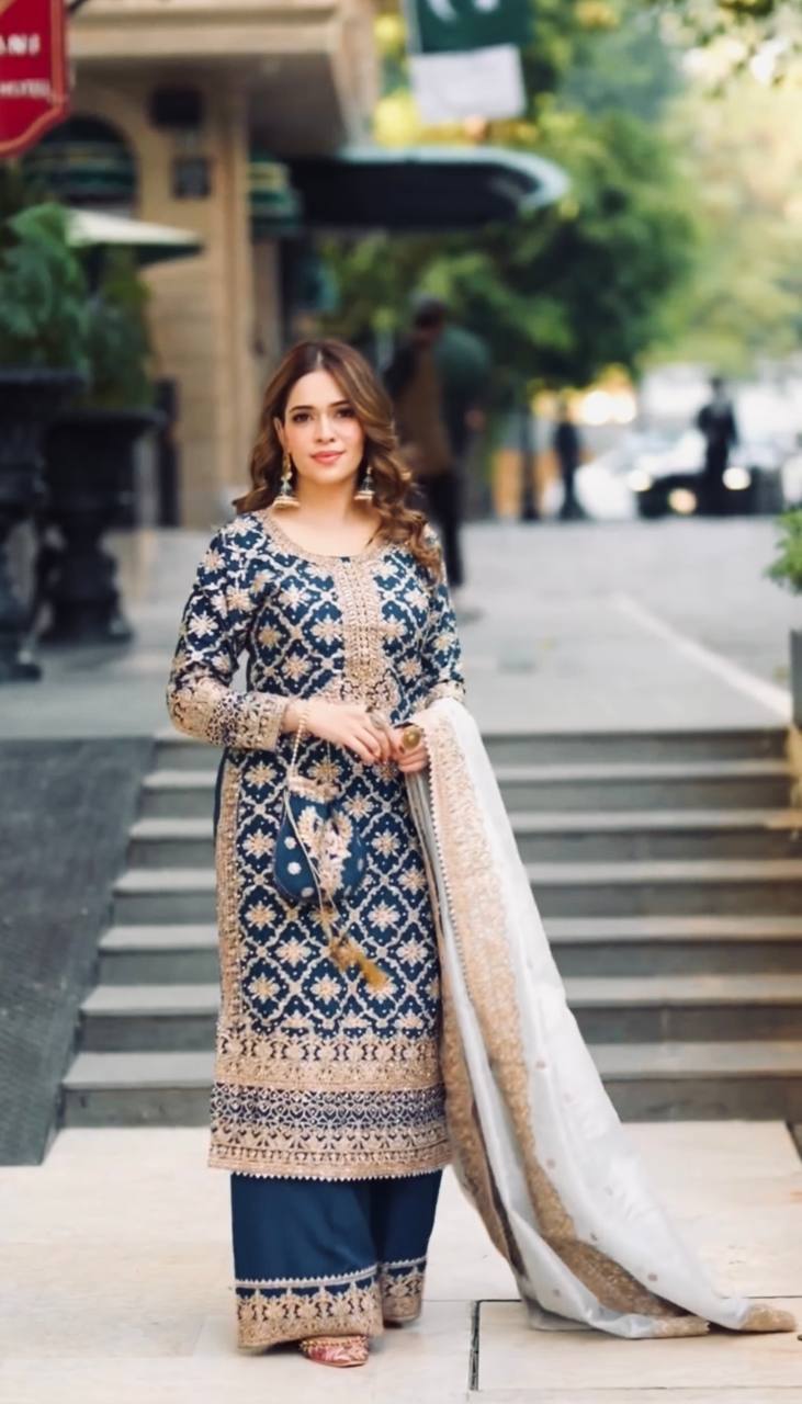 Aadhira Chain-Stitch Embroidered Georgette Suit Set