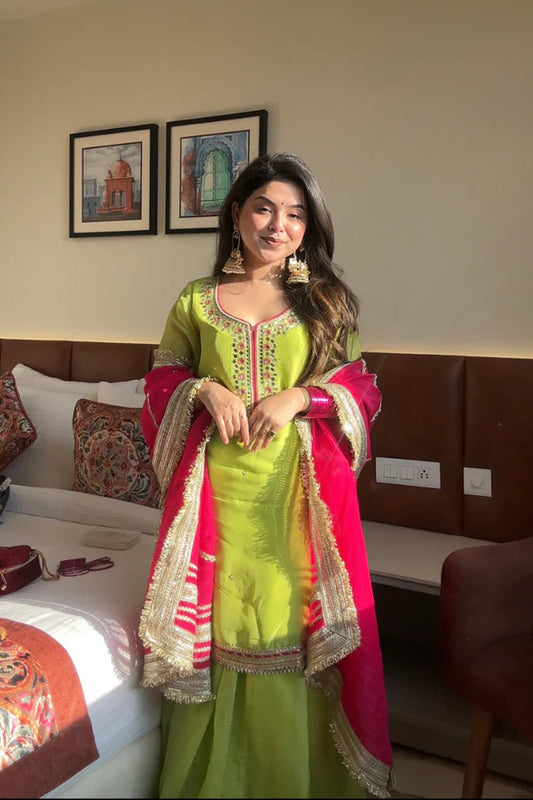 Khwahish Faux Blooming luxur Considered Sharara Suit Set