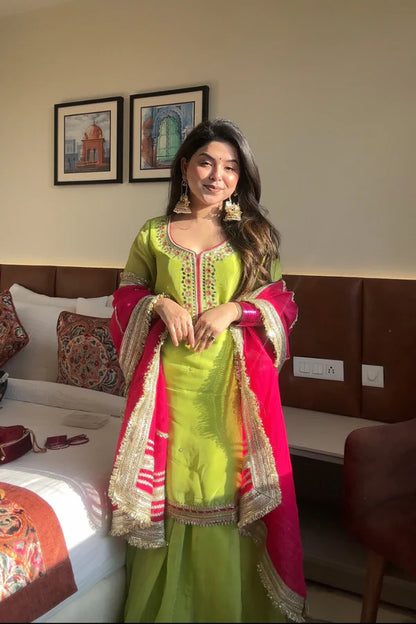 Khwahish Faux Blooming luxur Considered Sharara Suit Set