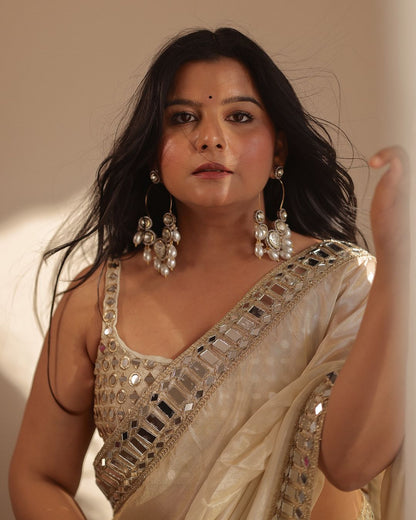 Riya Designer Mirror Work Pure Tissue Silk Saree