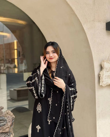 Noor Zara Heavy Faux Georgette Black Suit Set