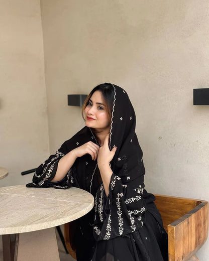 Noor Zara Heavy Faux Georgette Black Suit Set