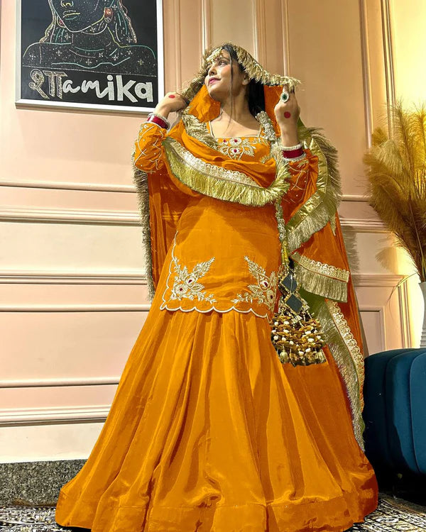 Zarisha Natural Crep Silk Top Lehenga