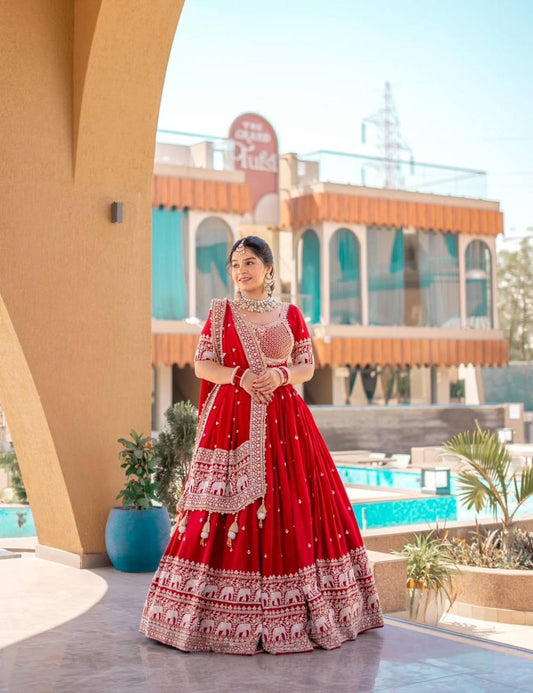 Red Royale The Heritage Elephant New Festival Lehenga Choli