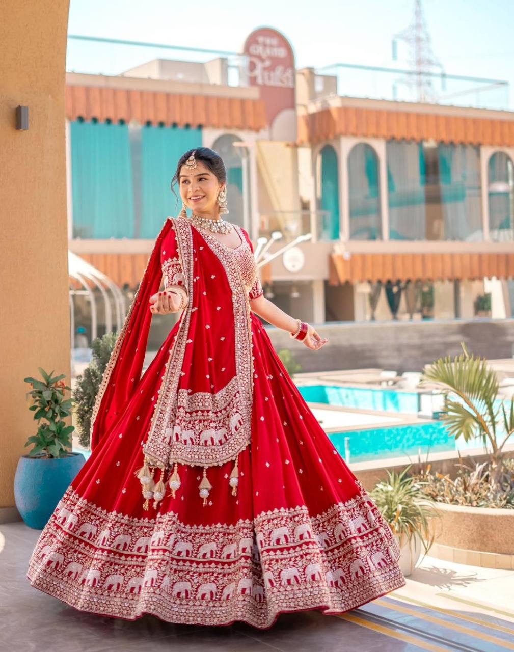 Red Royale The Heritage Elephant New Festival Lehenga Choli
