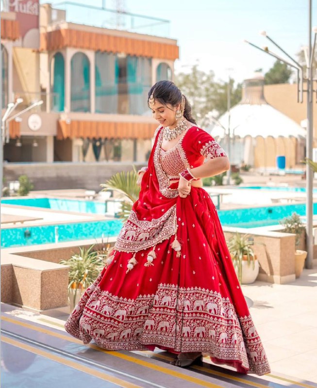 Red Royale The Heritage Elephant New Festival Lehenga Choli