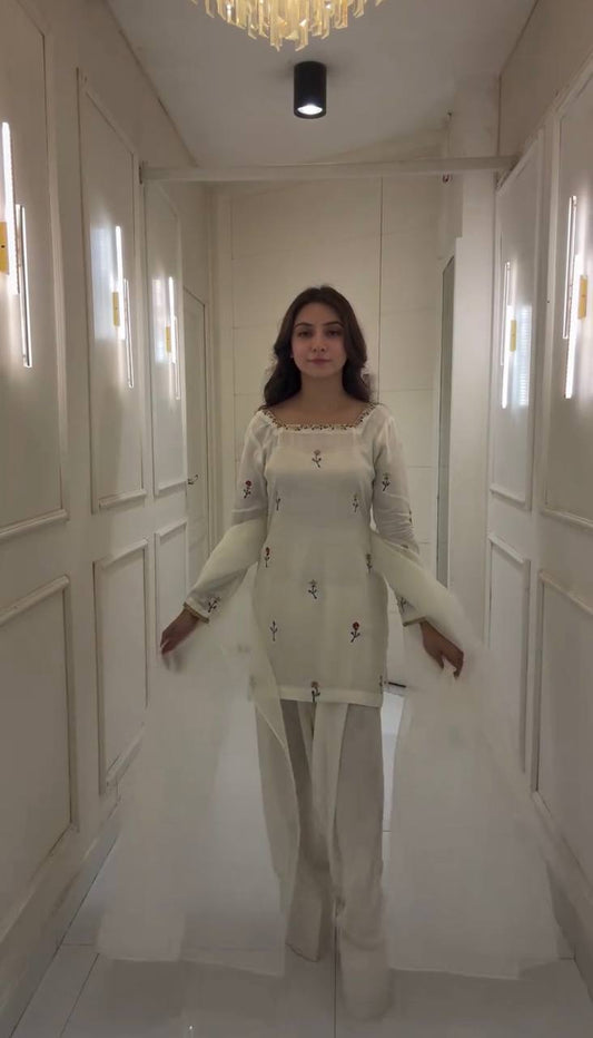 Chinon Silk Farshi Top Bottom And Dupatta Set