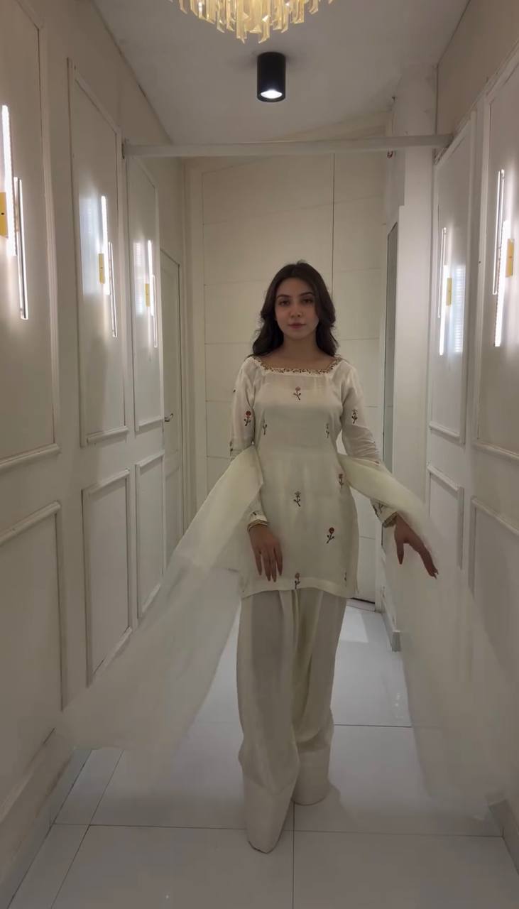 Chinon Silk Farshi Top Bottom And Dupatta Set