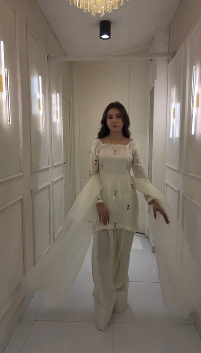 Chinon Silk Farshi Top Bottom And Dupatta Set