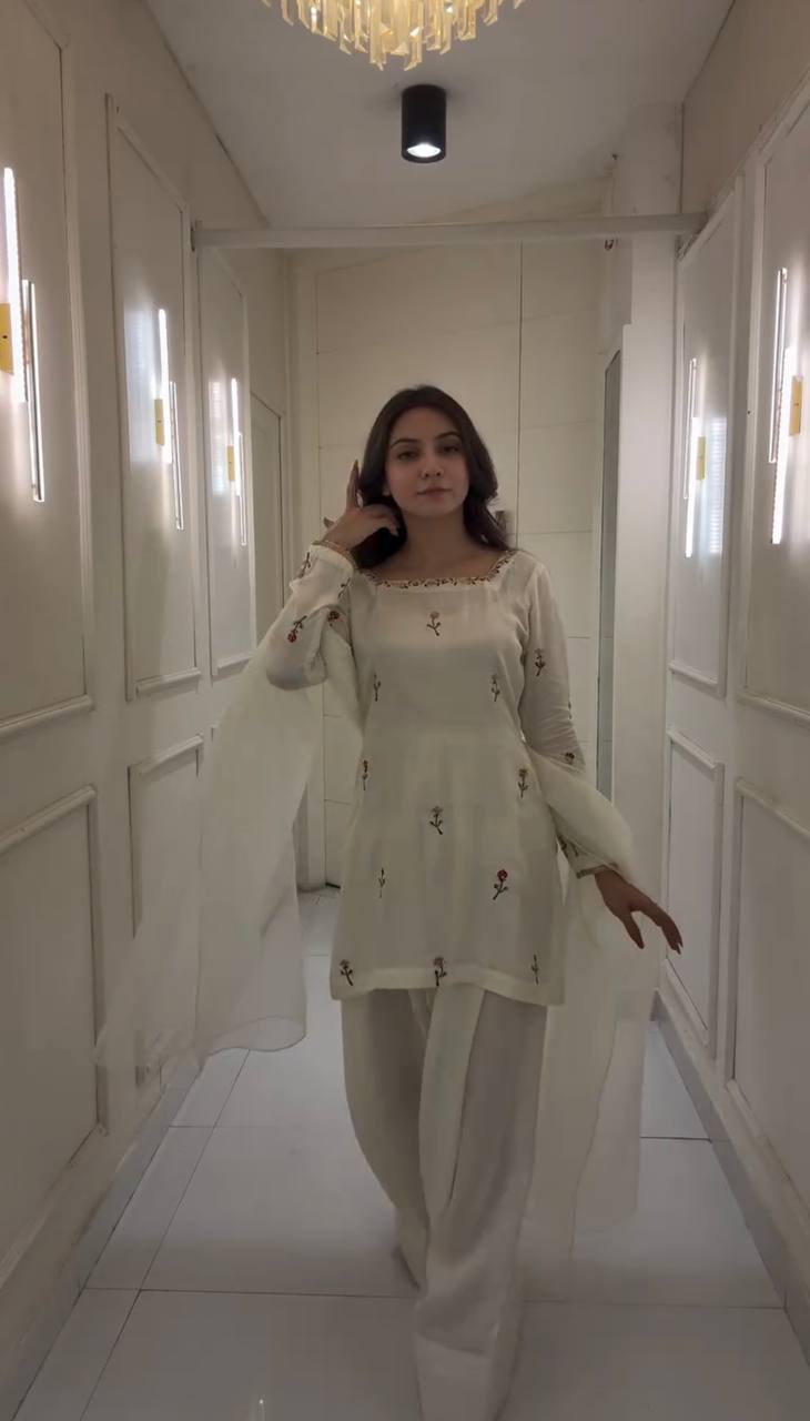 Chinon Silk Farshi Top Bottom And Dupatta Set