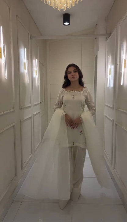 Chinon Silk Farshi Top Bottom And Dupatta Set