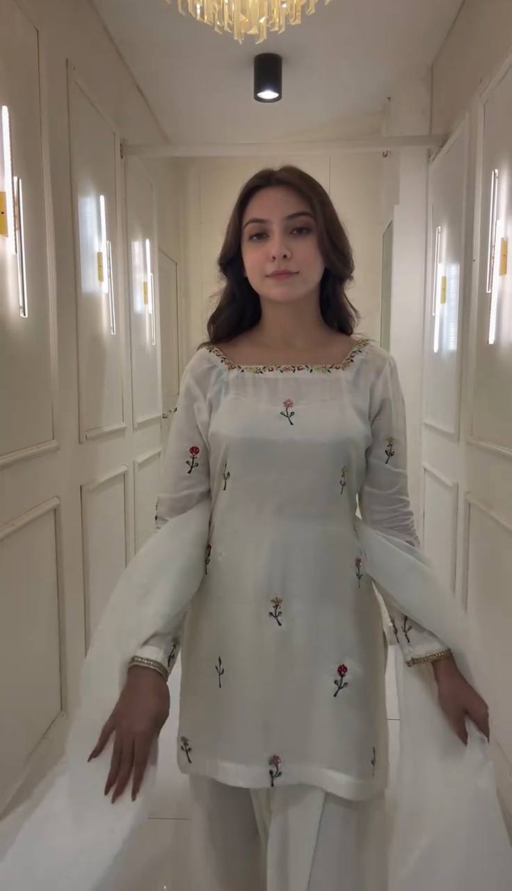 Chinon Silk Farshi Top Bottom And Dupatta Set