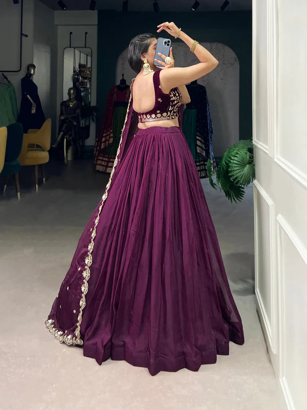 Regal Wine Muse Every Twirl Embroidered Lehenga Choli