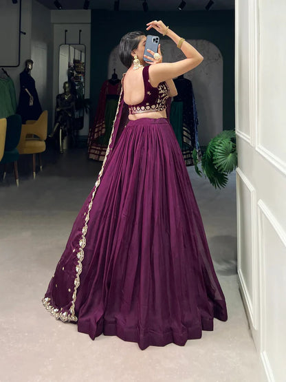 Regal Wine Muse Every Twirl Embroidered Lehenga Choli