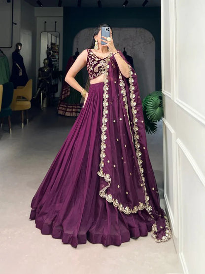 Regal Wine Muse Every Twirl Embroidered Lehenga Choli