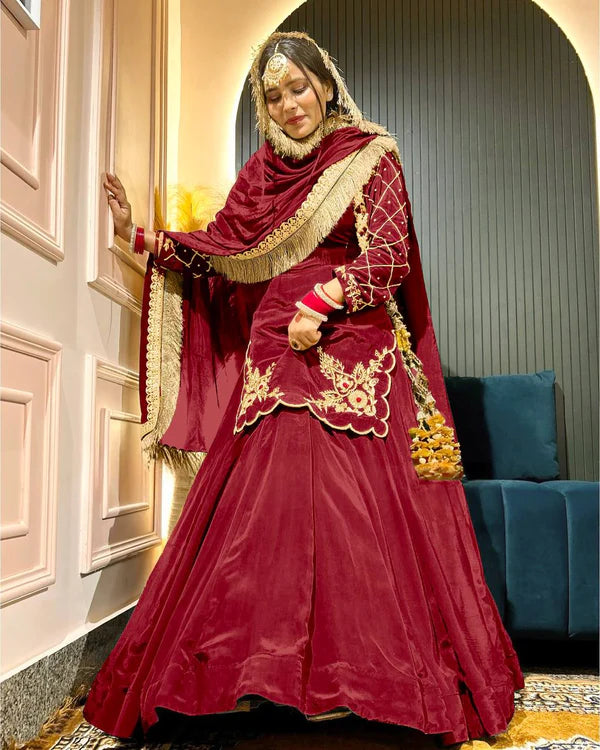 Zarisha Natural Crep Silk Top Lehenga