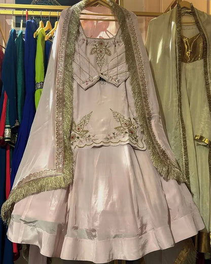 Zarisha Natural Crep Silk Top Lehenga