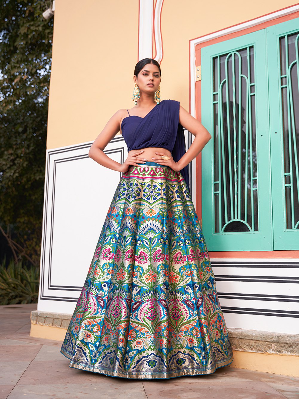 Navrang Mayuri The Royal Blue Traditional Banarasi Leheng