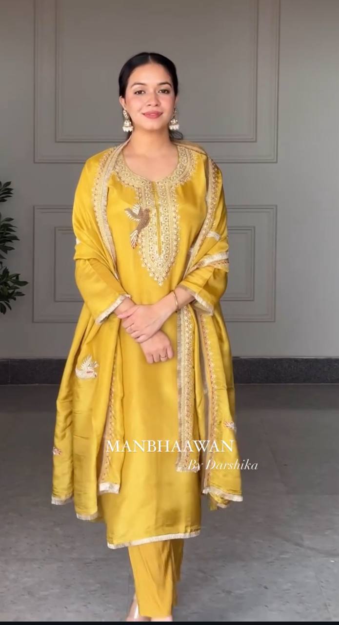 Sitara Classic Mustard Trending Wedding Season Kurta Beautiful Set