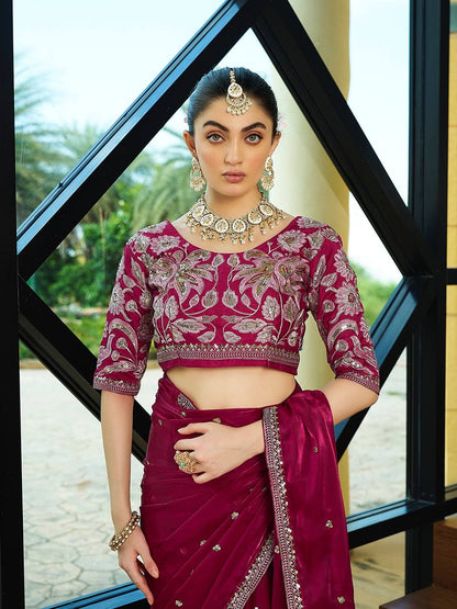 Designer Jimmy Choo Embroidery Silk Saree