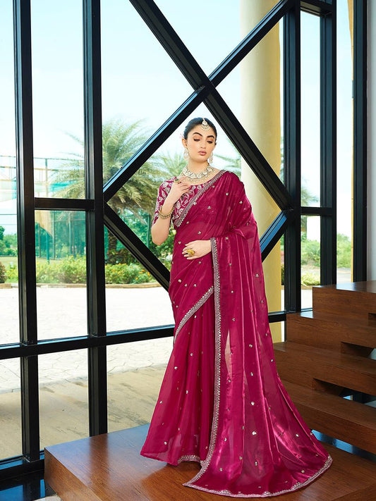 Designer Jimmy Choo Embroidery Silk Saree