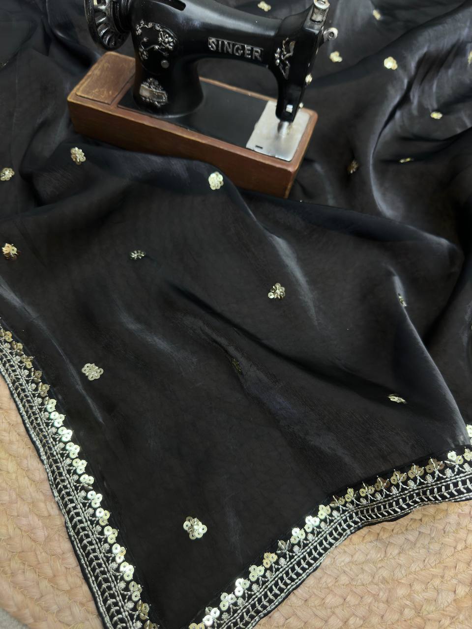 Designer Jimmy Choo Embroidery Silk Saree