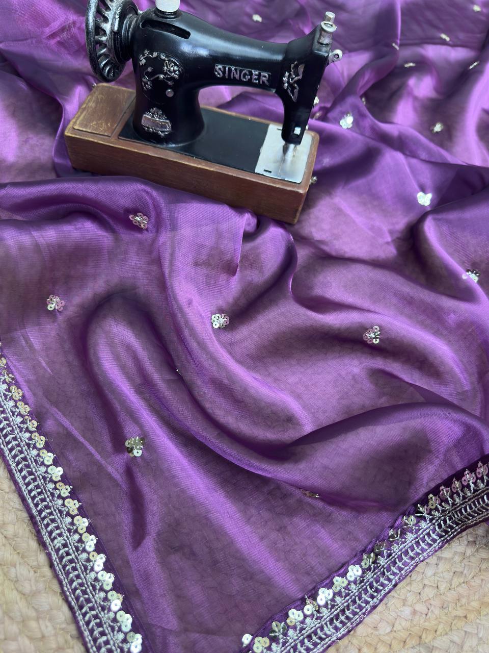 Designer Jimmy Choo Embroidery Silk Saree