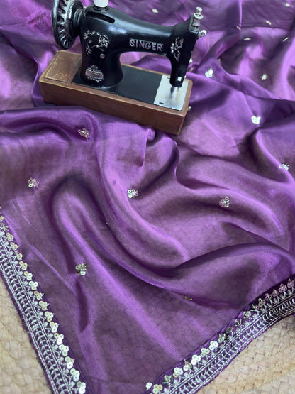 Designer Jimmy Choo Embroidery Silk Saree