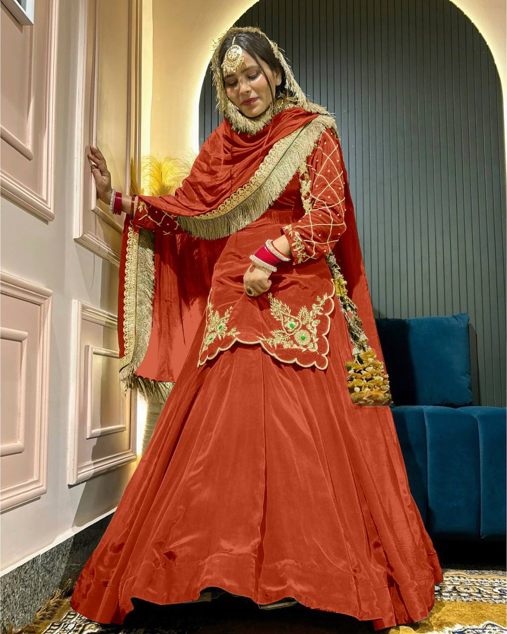 Zarisha Natural Crep Silk Top Lehenga