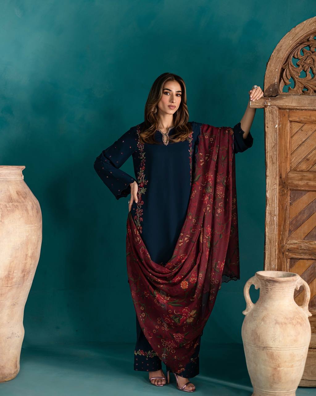 Celestial Bloom Royal Indigo Navy Luxe Wear Farshi Suit