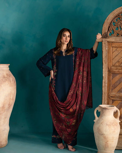 Celestial Bloom Royal Indigo Navy Luxe Wear Farshi Suit