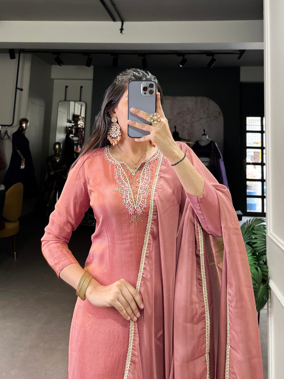 Noira Rosewood Gleam Dusty Rose Designer Kurta Set