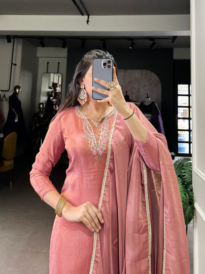 Noira Rosewood Gleam Dusty Rose Designer Kurta Set